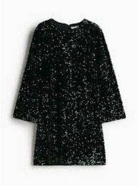 H&M Black Sequin Shift Dress